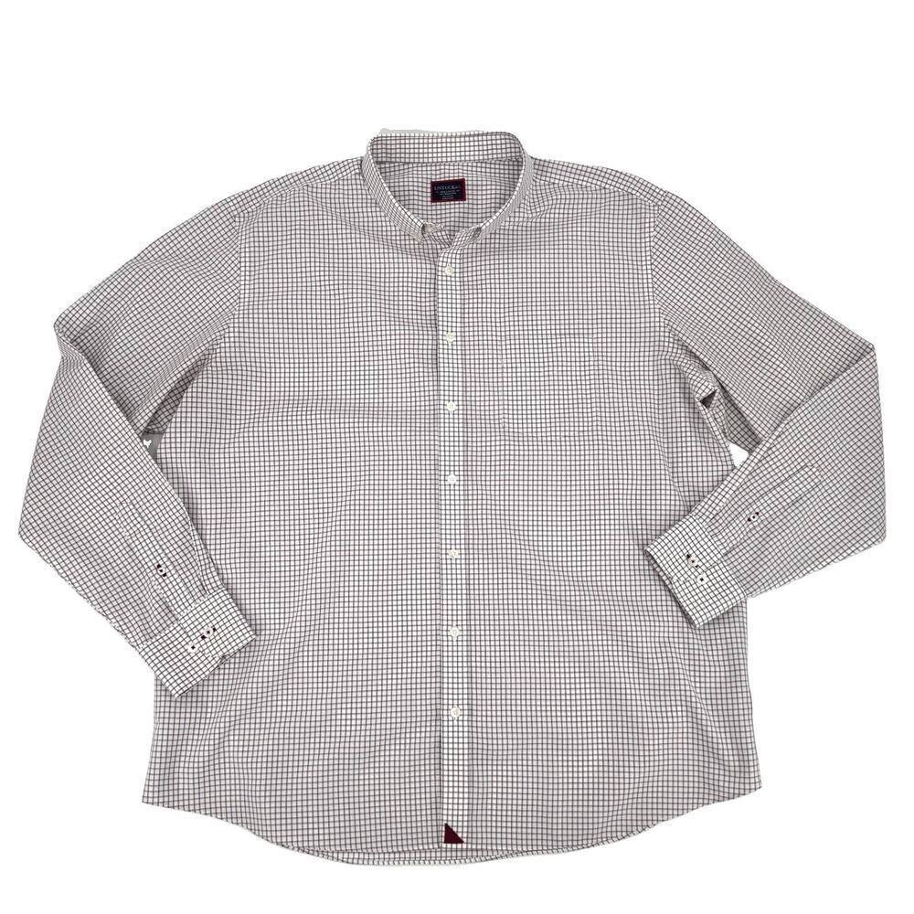 UNTUCKit Men’s XXXL Tall Windowpane Check Wrinkle Free 100% Cotton Dress Shirt